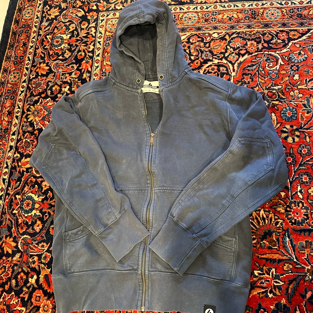 American Giant Navy Zip-Up Hoodie